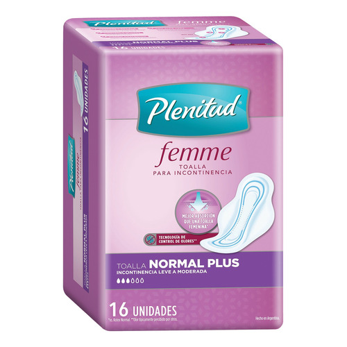 Toallitas femeninas Plenitud Femme Normal Plus con alas 16 u