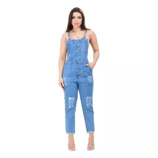 Macacão Jeans Moda Insta 2019 Lançamento Destroyer 