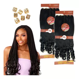 Kit 2 Jumbo Gypsy Curl African Beauty P\trança Ondulado 60cm