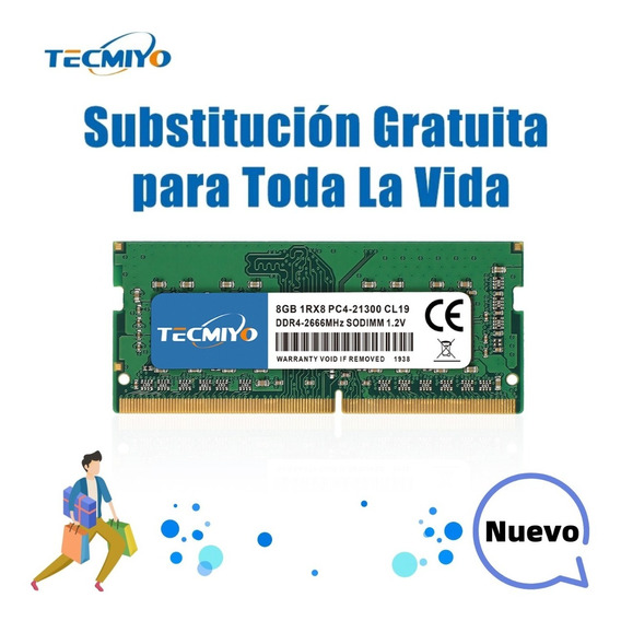 Memoria Ram Tecmiyo 8gb Ddr4-2666 Sodimm Pc4-21300s Laptop