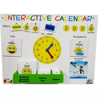 Calendario Interactivo Ingles - Material Didactico - Madera 
