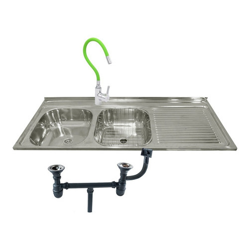 Lavaplatos Doble Sobreponer 120x50 Inox Der+monom+accesorios Color Verde