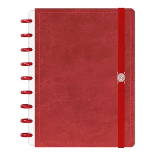 Caderno Disco Iscool Inteligente Médio Spot Touch Cor Couro Vermelho