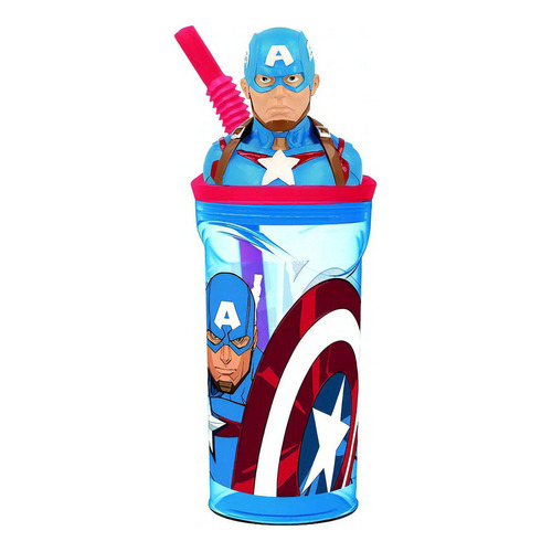 Vaso Sorbete Con Figura 3d En La Tapa Cresko Color Capitan America