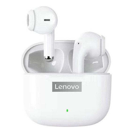Audífonos in-ear gamer inalámbricos Lenovo LP40 Pro blanco con luz LED