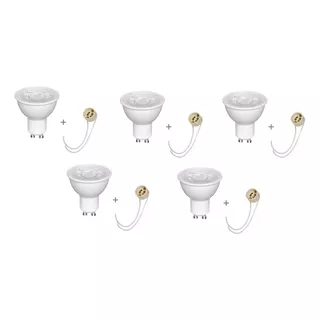 Kit5 Lâmpada Led Mr16 Gu10 Dicroica 4w 5w - Com Soquete 