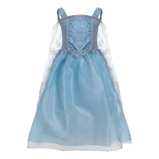 Fantasia Vestido Elsa Frozen Com Capa Infantil