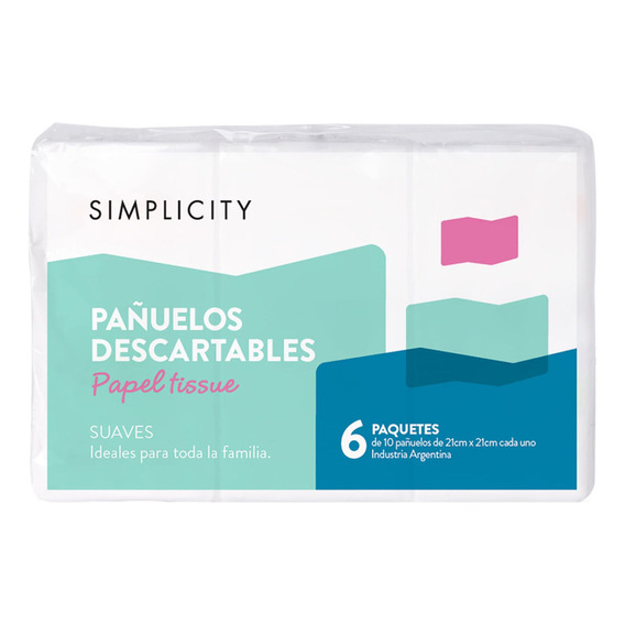 Pañuelos Descartables Simplicity Pack 6 X 10 Un