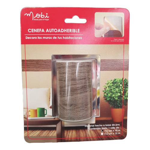 Cenefa Autoadherible Decora Pared Madera Titanium 7.5cm X10m