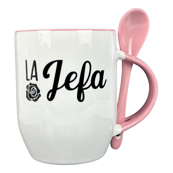 Taza Regalo Mamá La Jefa Con Cuchara Rosa Esposa