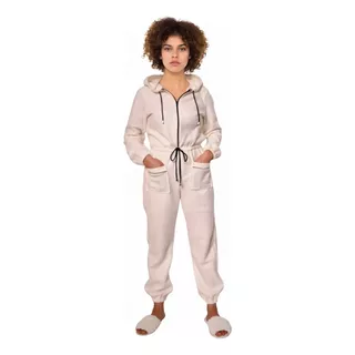 Pijama Polar Mameluco Jumpsuit Ajustable Con Cierre Casual