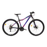 Mountain Bike Femenina Slp 25 Pro Lady R29 21v Color Negro/blanco/azul Con Pie De Apoyo  
