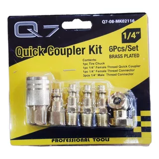 Q7 Kit Acoples Manguera Compresor De Aire 1/4 5 Piezas Npt