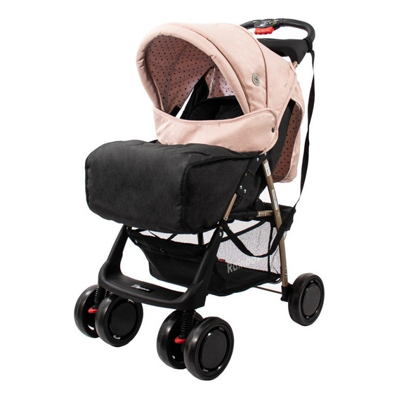 Cochecito Bebé Con Huevito Cuna Rainbow Dinamic Travel Color Rosa Chasis Negro