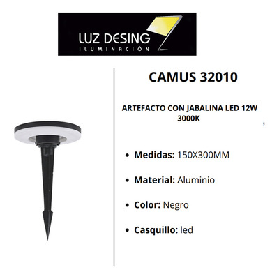 Aplique Led Camus Jabalina Aluminio Negro Exterior 12w Cie