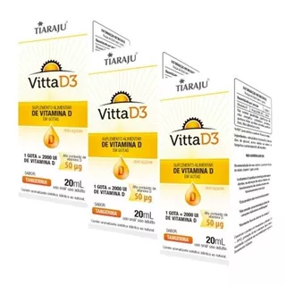 Vitamina D3 Em Gotas 2000 Ui Tangerina - 3x 20 Ml - Tiaraju