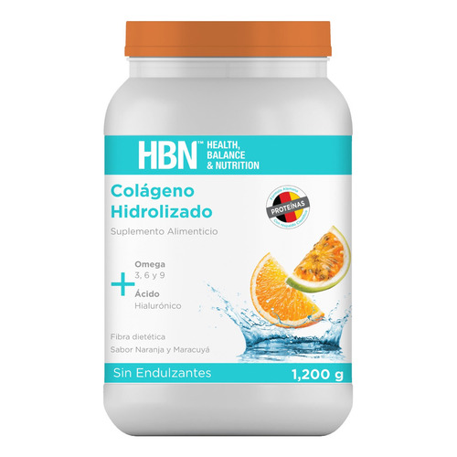 Colágeno Hidrolizado + Ácido Hialurónico + Omegas 1200g Sabor Naranja-maracuyá