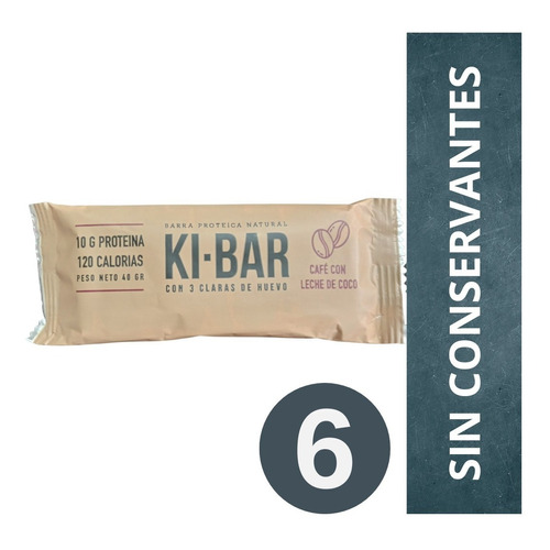 Barras Proteicas Naturales Ki-bar Sabor Café 6 X 40 Gr