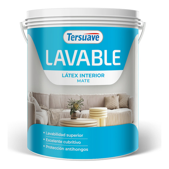 Pintura de látex Tersuave Lavable Interiores color blanco con acabado semimate de 10L