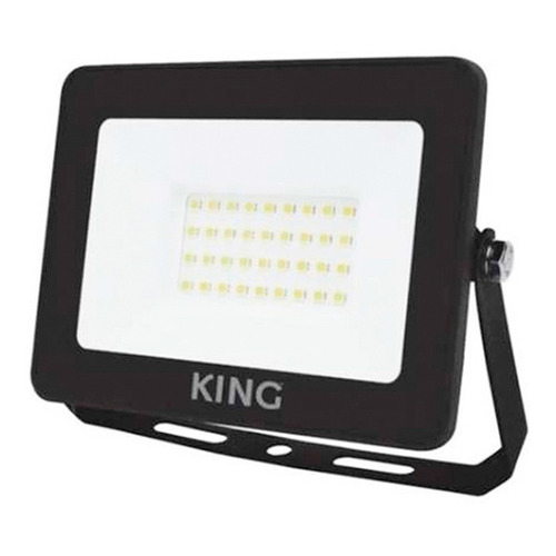 Reflector Led 30w Ip65 Exterior 2400lm Luz Fria King Color de la carcasa Negro Color de la luz Blanco frío