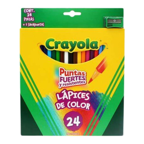 Caja 24 Lapices Colores Redondos + Sacapuntas Dibujo Crayola