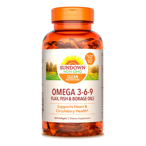 Sundown Omega 3 6 9 Suplemento Lino Pescado Borraja 200c