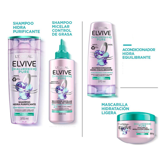 Pack Rutina Hialuronico Pure 4 Productos Elvive