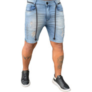Bermuda Jeans Destroyed Skinny Rasgos Premium Masculina