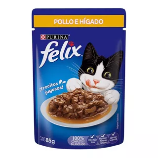 Alimento Felix Para Gato Adulto Sabor Pollo E Hígado En Sobre De 85g