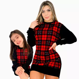 Vestido Mãe E Filha Manga Longa