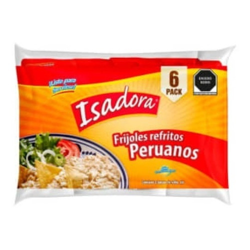 Frijoles Refritos Isadora 6 Pack 430gr C/u Bayo Peruano 