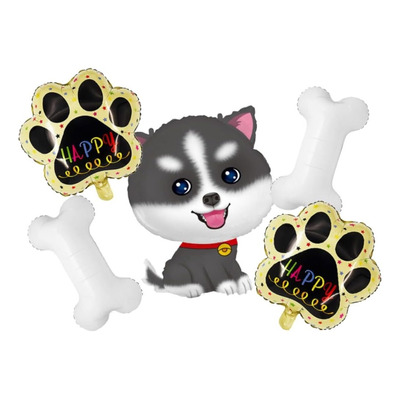 Set De 5 Globos Metálicos Perrito Mascotas Perro Hueso Patit