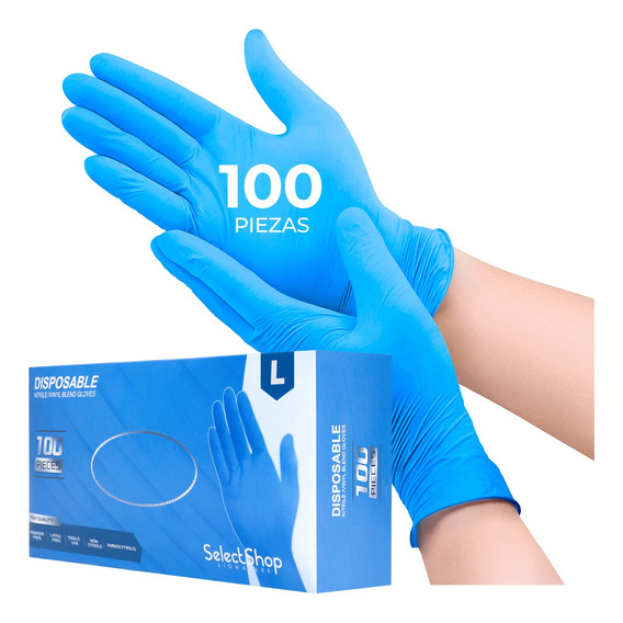 Guantes De Nitrilo Libre De Latex Sin Polvo Azul Negro 100pz