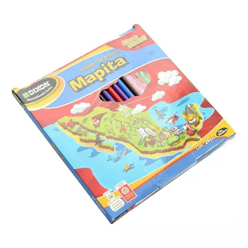 Lapices de colores largos para dibujo, punta fuerte, Caja con 24 piezas  Mapita