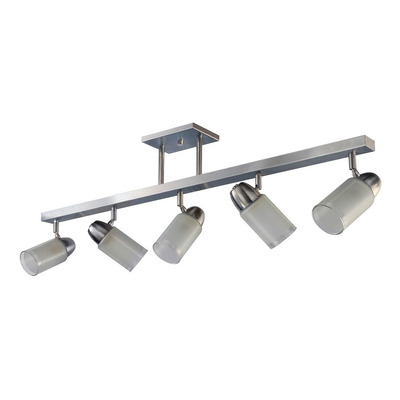 Plafon 3 Luces Acero Vidrio Cabezal Movil Apto Led E27