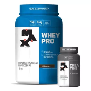 Combo Whey Protein 1kg E Creatina 120 Cápsulas Max Titanium