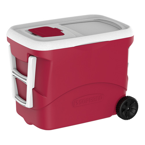 Caja térmica con ruedas y asa Vira Mesa, 50 l, 68 latas, color rojo