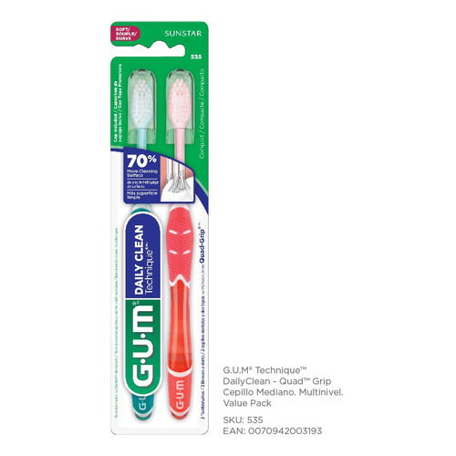 Gum Technique Daily Cepillo Dental 535 Suave Pack 2uds