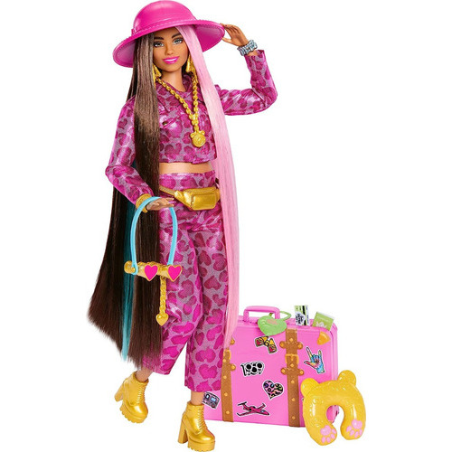 Boneca Barbie Extra Fly Safari con estampado animal rosa