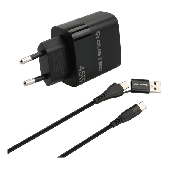 Cargador Gan 45w Carga Rapida Con Cable 2en1 Dusted