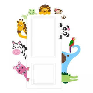 Adesivo Porta Quarto Infantil Animais Safari Parede Zoo 64 Cor Colorido