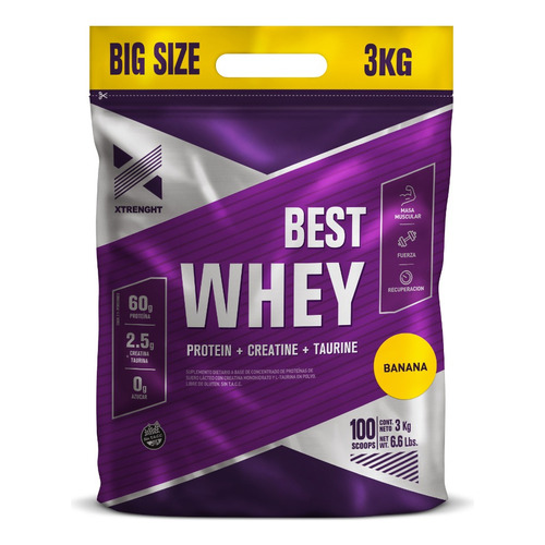 Best Whey Protein 3 Kg Xtrenght Proteína+creatina Y Taurina Sabor Best Whey Banana