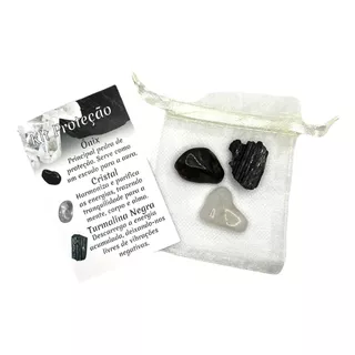 Kit Pedras Onix Cristal Turmalina Negra Limpeza Descarrego