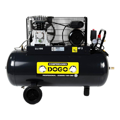 Compresor 3hp Monofásico 100 Litros Dogo Profesional Color Negro Fase Eléctrica Monofásica Frecuencia 50 Mhz