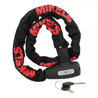 Cadena Con Candado Hd Llave Seguridad 90 Cm Mikels Color Negro Y Rojo