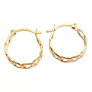 Aros Argolla Calada Eslabon Oro Laminado 18k Mujer Bellanel