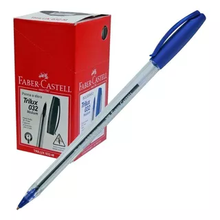 Birome Boligrafo Faber Trilux Caja X50 Unid Color De La Tinta Azul Color Del Exterior Transparente