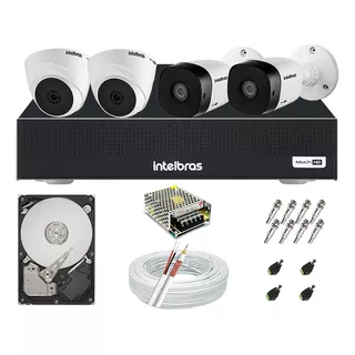 Kit Cftv 4 Câmeras Segurança Intelbras Hdcvi E Dvr Mhdx 1104