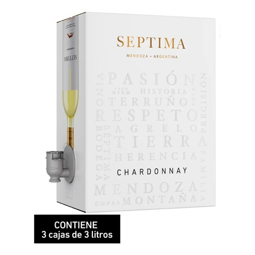 Vino Bag In Box Septima Chardonnay 3 Litros Caja X3 Unidades