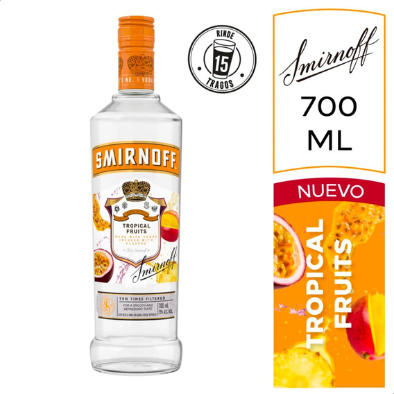 Vodka Smirnoff Tropical Fruits Botella 